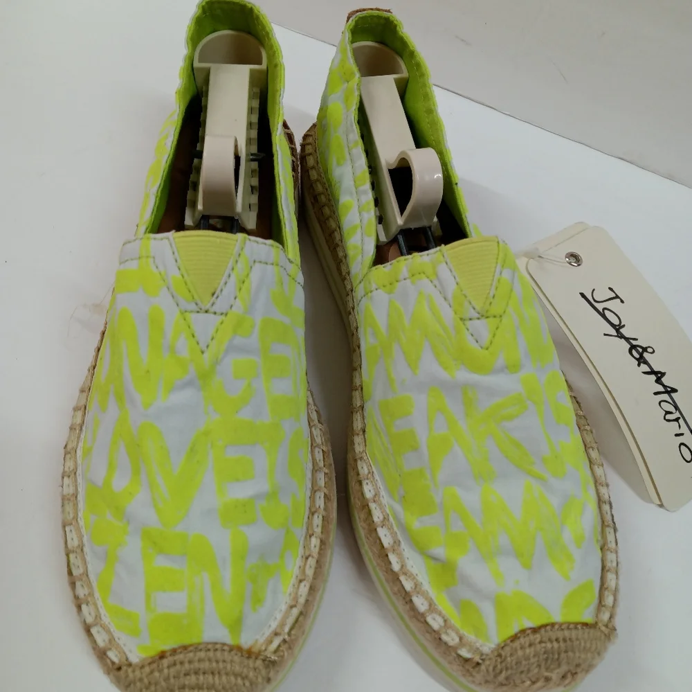 NEW Joy & Mario Love Flocked Print Letters Neon Yellow/Green Size 7